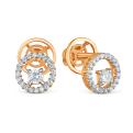 Серьги-пусеты из золочёного серебра с синт.муассанитом, фианитами и родированием