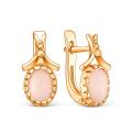 Серьги из золочёного серебра с розовым опалом