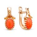 Серьги из золочёного серебра с нат.кораллом