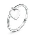 Кольцо из серебра родированное - Сердце