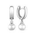 Серьги из серебра с культ. жемчугом родированные