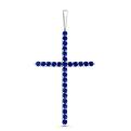 Подвеска из серебра с синей шпинелью родированная - Крест