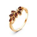 Кольцо из золочёного серебра с нат. гранатом и фианитами