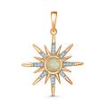 Подвеска из золочёного серебра  Солнце с натуральным эфиопским опалом, фианитами и родированием