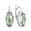 Серьги из серебра с нат.зелёным аметистом родированные
