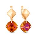 Серьги из золочёного серебра с кристаллами Swarovski Астральный розовый