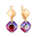 Серьги из золочёного серебра с кристаллами Swarovski Сияющий красный