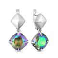 Серьги из серебра с кристаллами Swarovski Радуга родированные