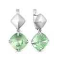 Серьги из серебра с кристаллами Swarovski Светло-зелёный родированные