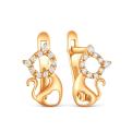 Серьги детские из золочёного серебра с фианитами - Кошки