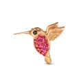 Брошь из золочёного серебра с фианитом и синт.рубинами - Колибри