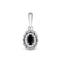 Подвеска из серебра с нат.сапфиром и фианитами родированная