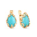 Серьги из золочёного серебра с натуральной бирюзой