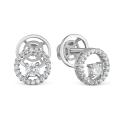 Серьги-пусеты из серебра с синт. муассанитом и фианитами родированные