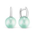 Серьги из серебра с имит. мятным жемчугом родированные