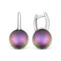 Серьги из серебра с имит. мистик синим жемчугом родированные