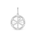 Подвеска религиозная  из серебра с фианитом родированная - Хризма