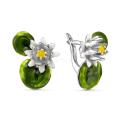 Серьги из серебра с эмалью родированные