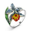 Кольцо из серебра с эмалью родированное