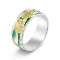 Кольцо из серебра с эмалью родированное