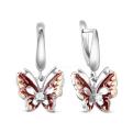 Серьги из серебра с эмалью и фианитами родированные - Бабочки