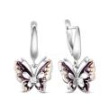 Серьги из серебра с эмалью и фианитами родированные - Бабочки