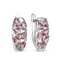 Серьги из серебра с пл.кварцем цв.родолит родированные