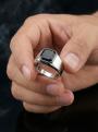 Печатка из серебра с нат.ониксом родированная