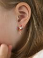 Серьги детские из серебра с эмалью родированные - Лисы (подвижный хвостик)