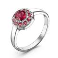 Кольцо из серебра с нат.рубином родированное