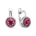 Серьги из серебра с нат.рубинами родированные