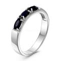 Кольцо из серебра с нат.сапфиром родированное
