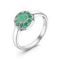 Кольцо из серебра с нат.изумрудами родированное