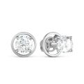 Серьги-пусеты из серебра с синт. муассанитом и фианитами родированные