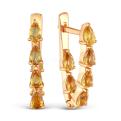 Серьги из золочёного серебра с нат. цитрином