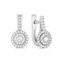Серьги из серебра с синт. муассанитом и фианитами родированные