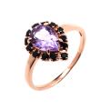 Кольцо из золочёного серебра с нат. аметистом и нат. шпинелью