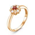 Кольцо из золочёного серебра с облагорож.рубином и фианитами