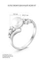 Кольцо из серебра с культ. белым жемчугом и фианитами родированное
