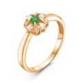 Кольцо из золочёного серебра с нат.изумрудом и фианитами