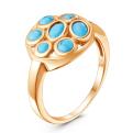 Кольцо из золочёного серебра с нат.бирюзой