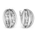 Серьги из серебра с фианитами родированные