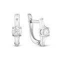 Серьги из серебра с синт. муассанитом и фианитами родированные