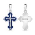 Крест из серебра с синей эмалью родированный - 3,6 см