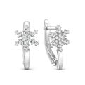 Серьги снежинки из серебра с фианитами родированные