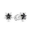 Серьги-пусеты из серебра с кристаллом премиум Австрия цв.Серебряная ночь и фианитами родированные