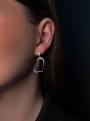 Серьги-пусеты Сердца из серебра с фианитами родированные