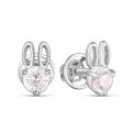 Серьги-пусеты из серебра с фианитами родированные - Зайцы