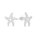 Серьги-пусеты из серебра с фианитами родированные - Морские звёзды