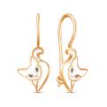 Серьги детские из золочёного серебра с эмалью - Кошечки, Кошки